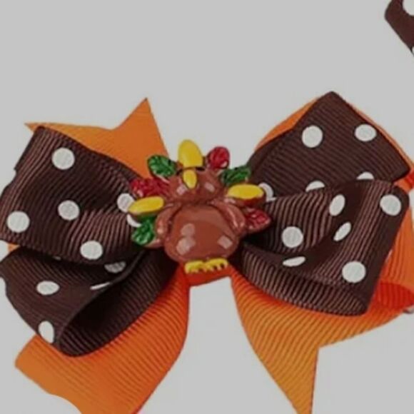 Thanksgiving Turkey Headband and Hair Clips NEW - Picture 6 of 6